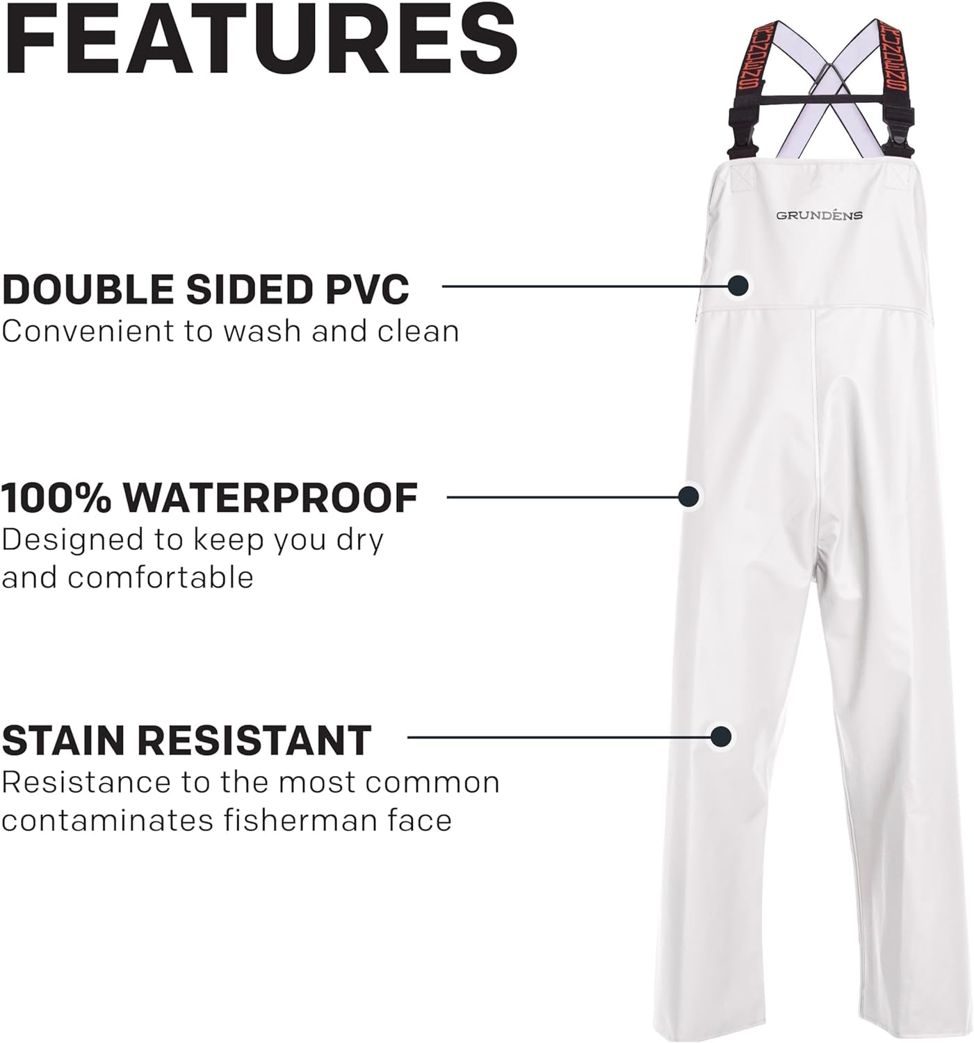 Grundens Men's Shoreman Bib Pants - Stain-Resistant and Waterproof Seafood Processing Bibs - Peak Performance Outfitters