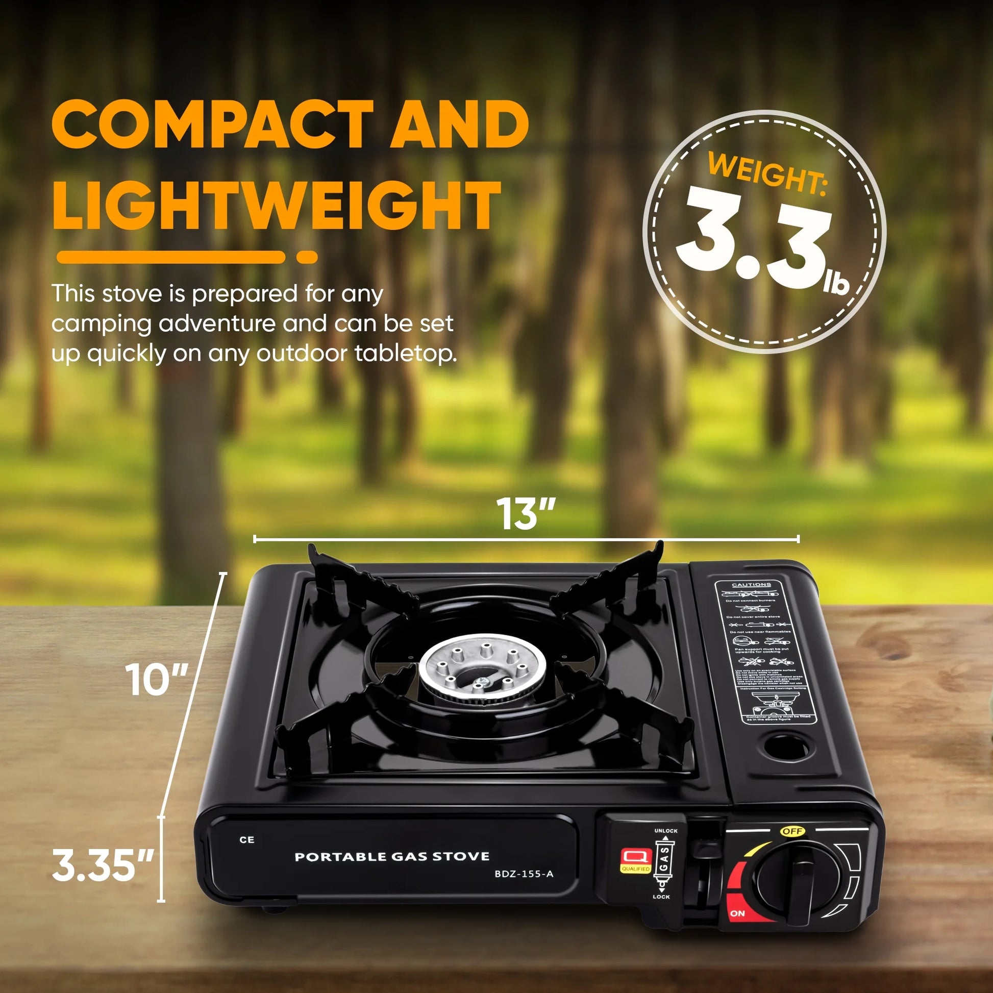 Portable Camping Gas Stove with 9,800 BTU and 3KW Power - Peak Performance Outfitters