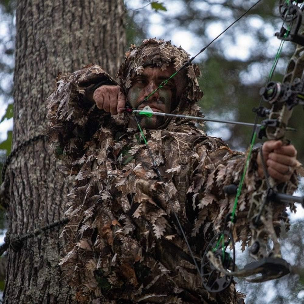 3D Leafy Ghillie Suit with Over 1,000 Laser-Cut Leaves - Lightweight and Breathable Camouflage for Hunting, Paintball, and Airsoft - Peak Performance Outfitters