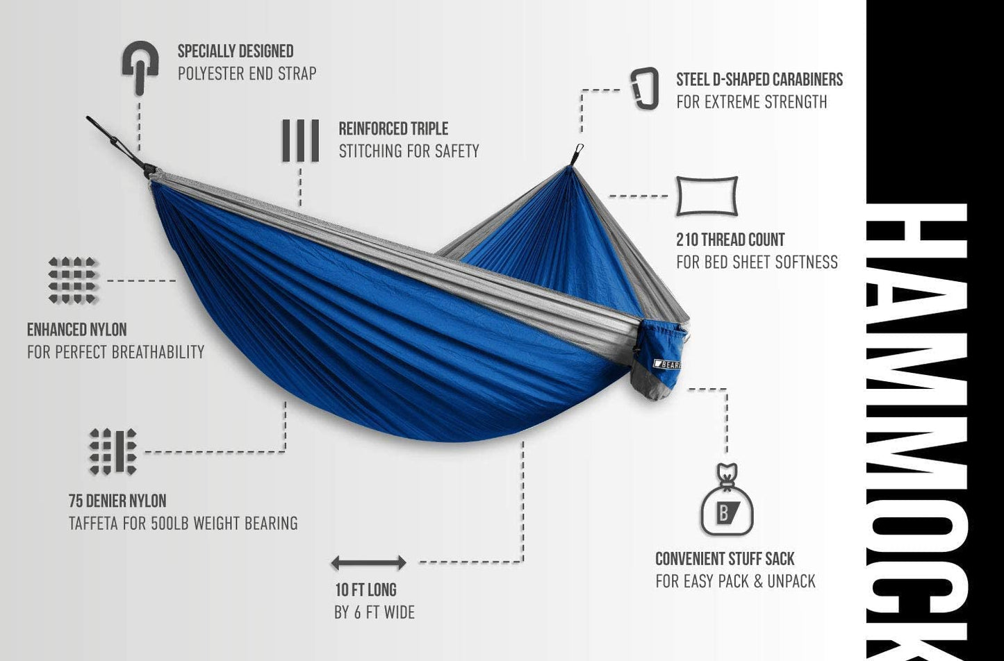 Portable Double Camping Hammock for Two People - Lightweight Backpacking and Hiking Gear - Peak Performance Outfitters