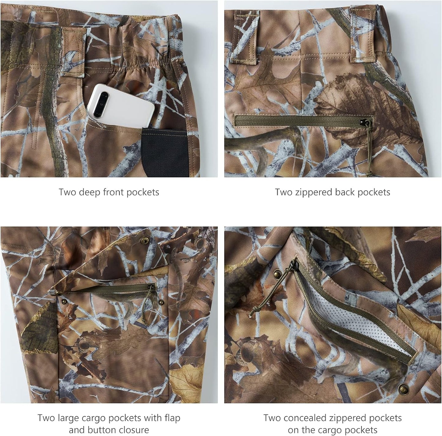 Men's Stretch Hunting Pants with Water-Resistant Camo Design - Peak Performance Outfitters