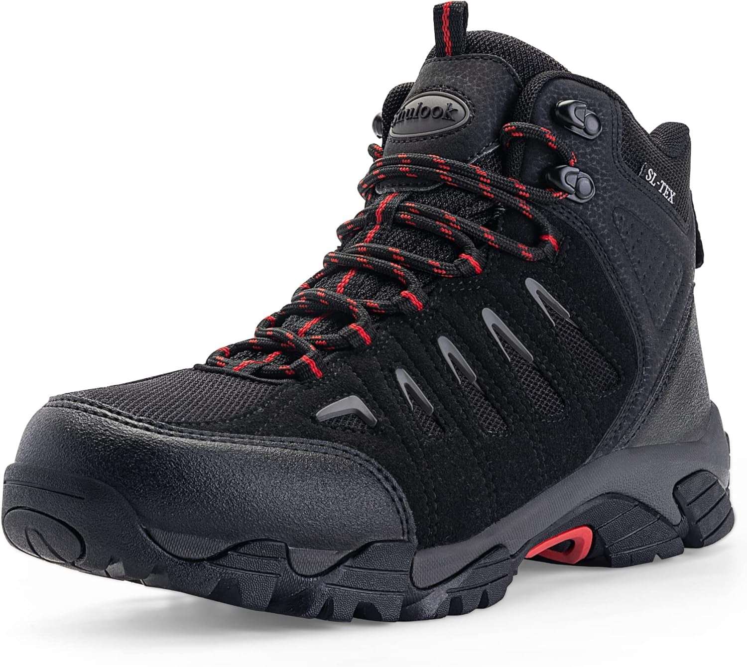 SHULOOK men's waterproof mid-top hiking boots with non-slip rubber outsole