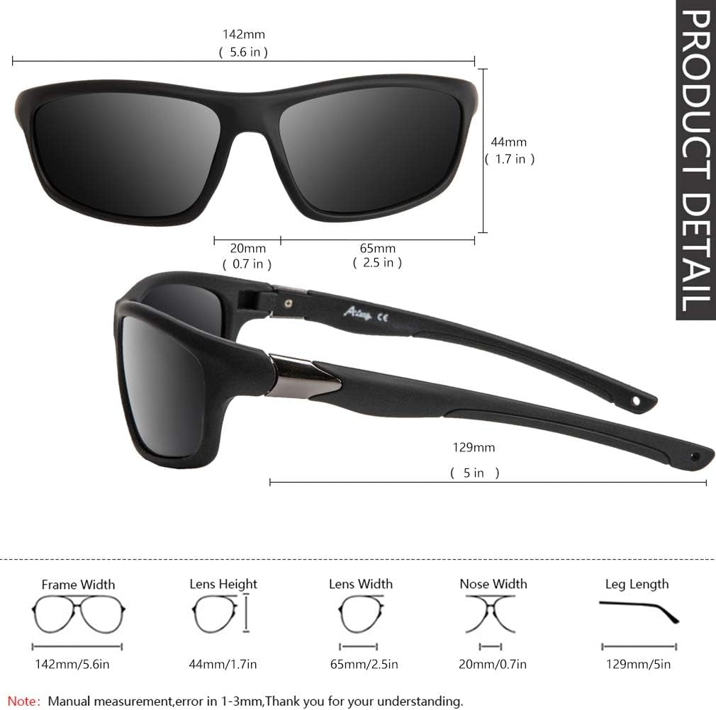 Men's Polarized Sports Sunglasses with 100% UV Protection for Driving, Fishing, Running, and Cycling - Peak Performance Outfitters