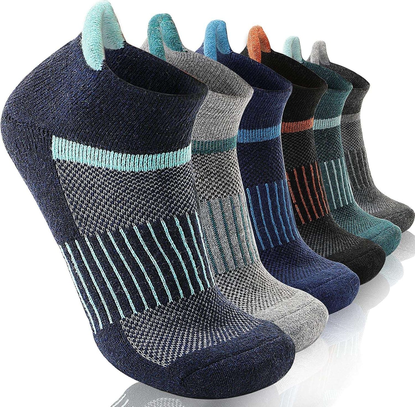 6-pack merino wool ankle hiking socks with compression support