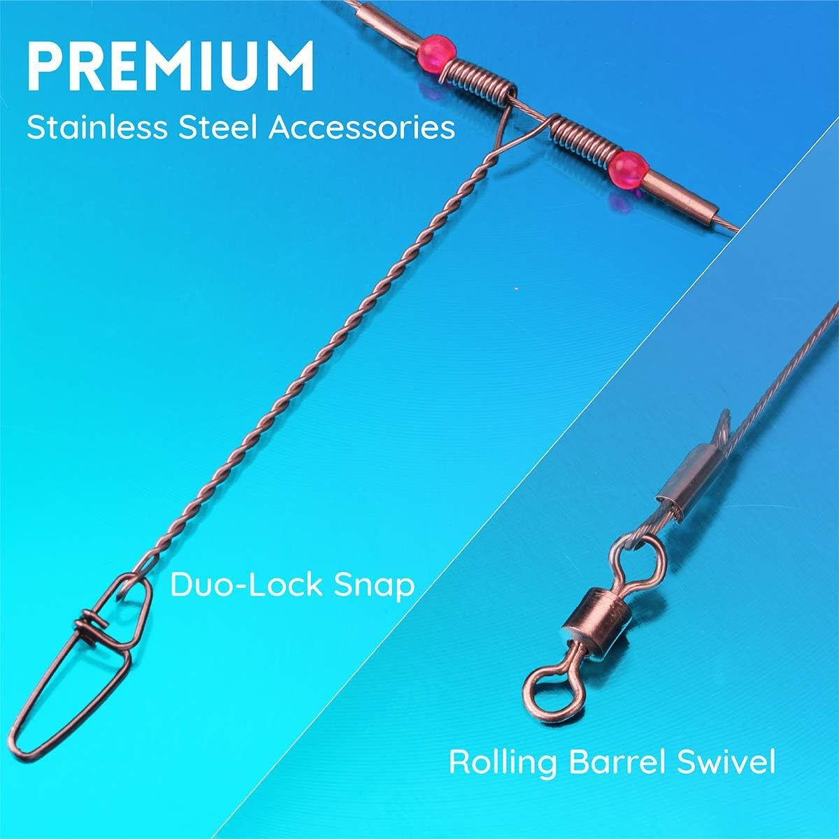 Stainless Steel Fishing Tackle Leaders Assortment with Swivel Snap - Professional Grade Gear for Connecting Lures and Bait