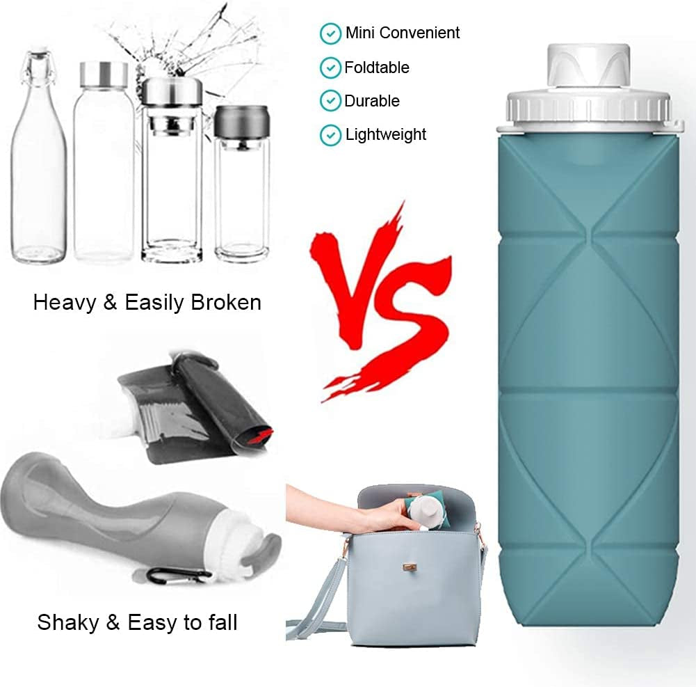 Collapsible Reusable Silicone Water Bottles with Valve for Hiking - Peak Performance Outfitters