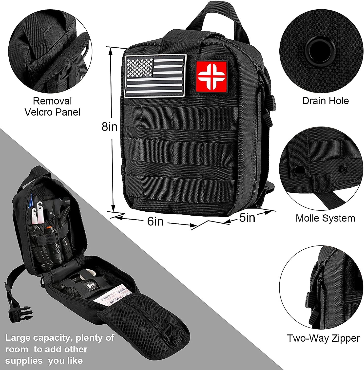 Professional 142-Piece Survival and First Aid Kit with Molle Pouch for Outdoor Camping Adventure