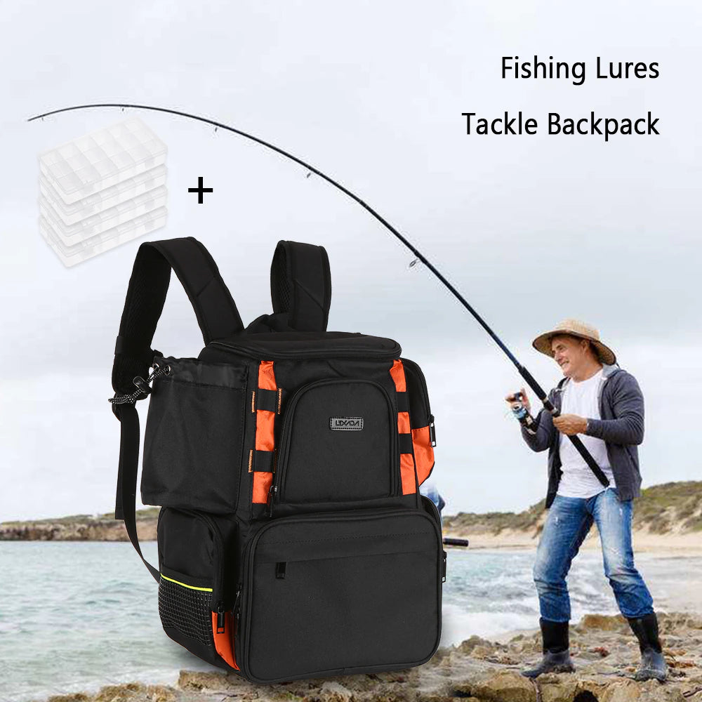 Lixada Waterproof Fishing Backpack with Adjustable Straps and Tackle Storage Bag + Tackle Boxes - Peak Performance Outfitters