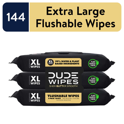 Flushable XL Wet Wipes with Shea Butter Smooth, 144 Count