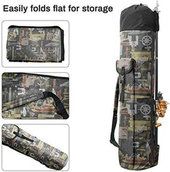 Canvas Fishing Rod and Reel Organizer Travel Carry Case - Holds 5 Poles and Tackle - Peak Performance Outfitters