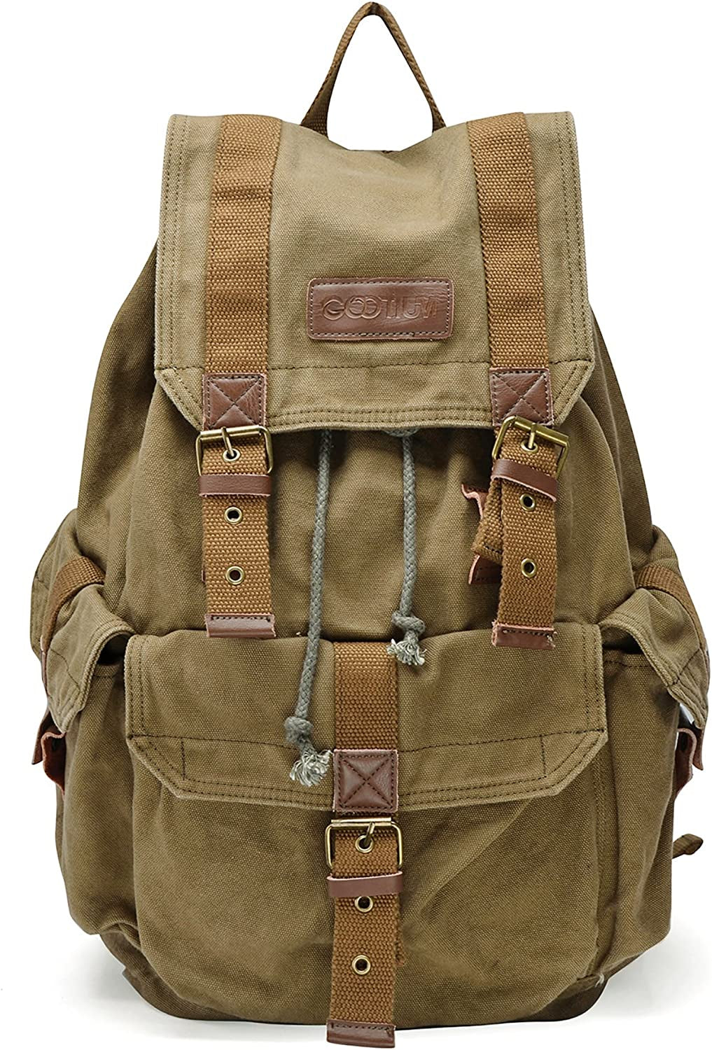 High Density Thick Canvas Backpack Rucksack in Army Green - Large - Peak Performance Outfitters