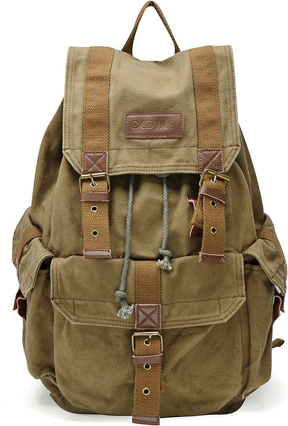High density thick canvas backpack rucksack army green large
