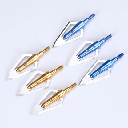 Set of 6 Hunting Arrow Broadheads 100 Grain 2-Blades Arrow Tips for Compound Bow and Arrow - Peak Performance Outfitters