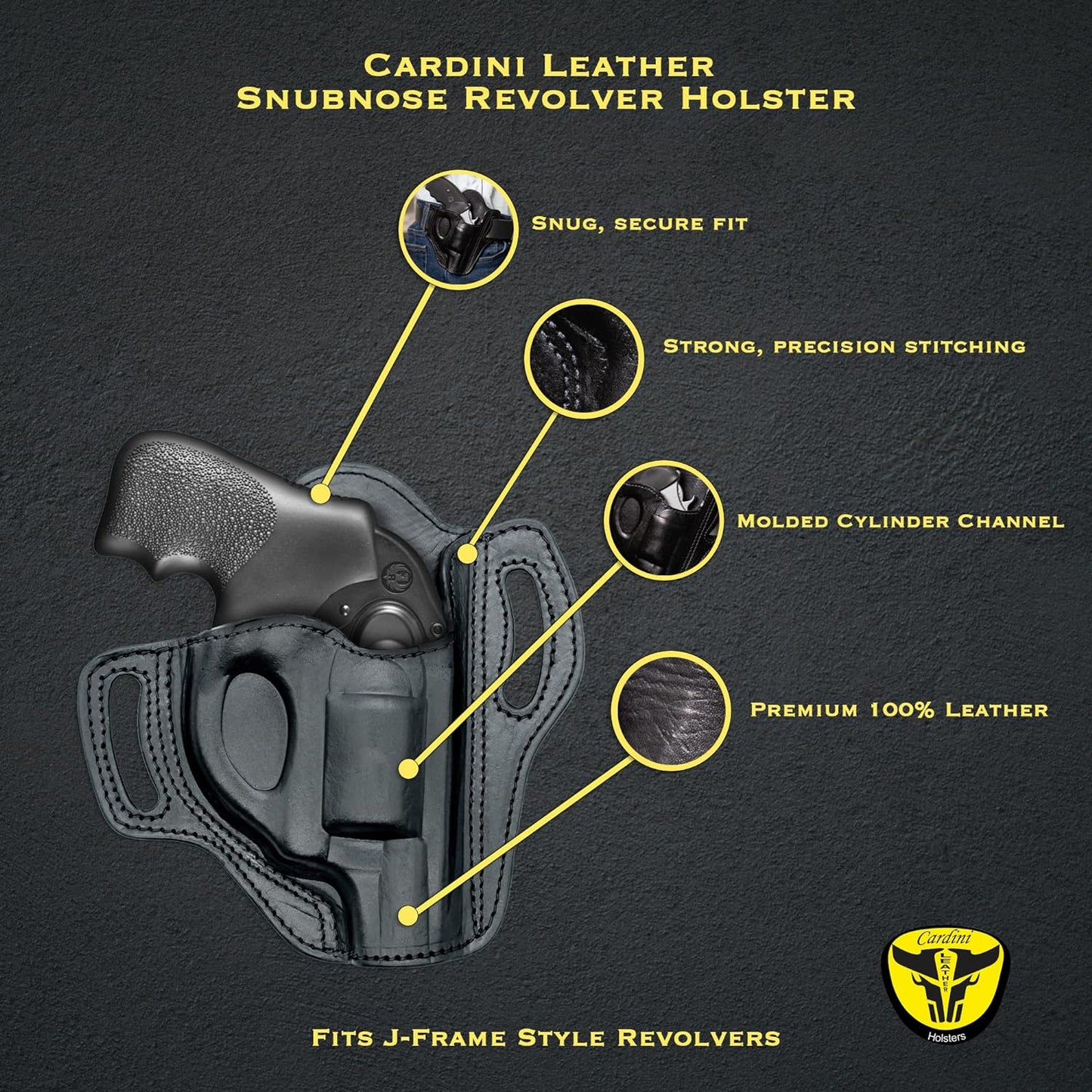 Leather OWB Holster for S&W J Frame, Ruger LCR, SP101, and Other 38 Special Snub Nose Revolvers (Up to 2.25 Barrel) - Peak Performance Outfitters