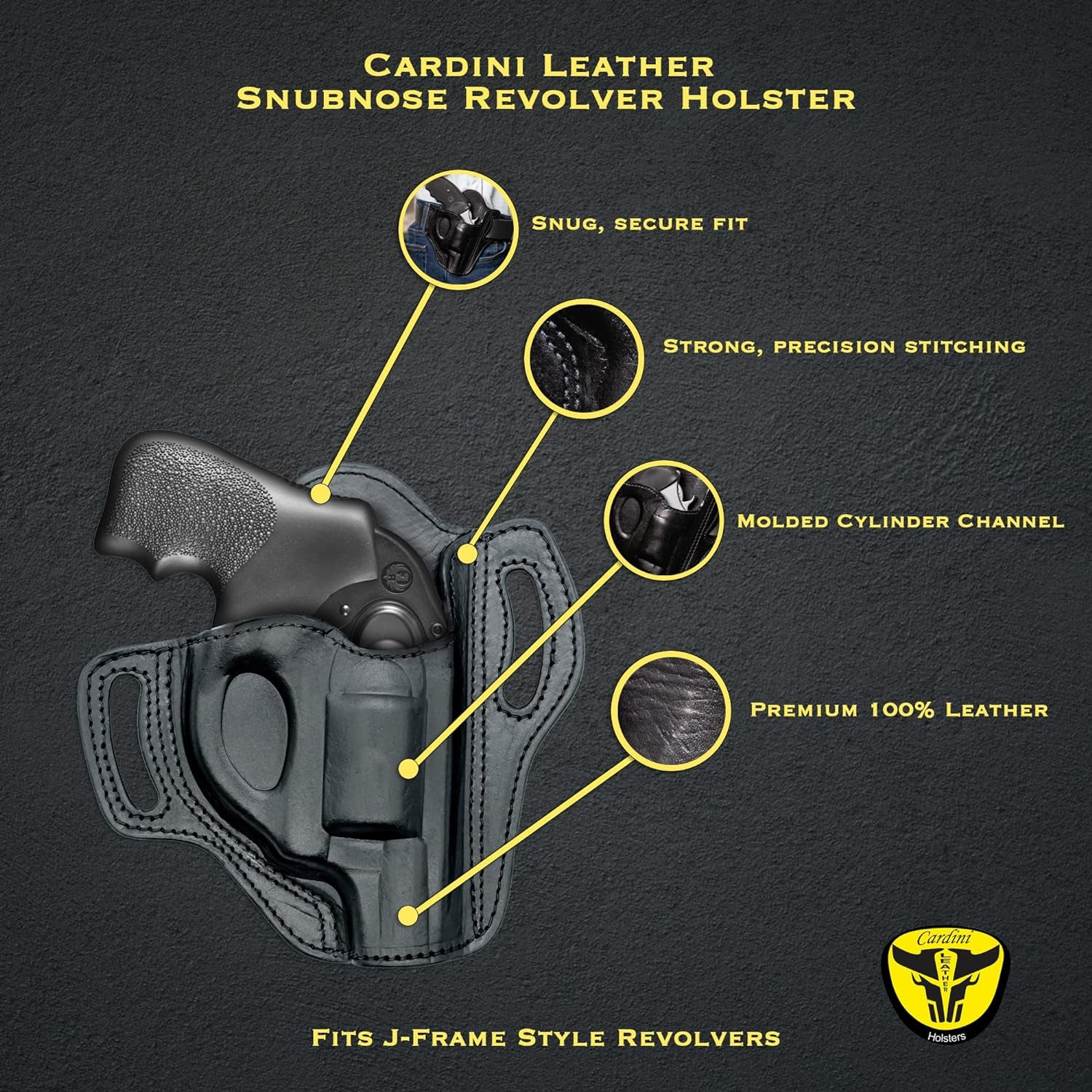 Leather OWB Holster for S&W J Frame, Ruger LCR, SP101, and Other 38 Special Snub Nose Revolvers (Up to 2.25 Barrel) - Peak Performance Outfitters