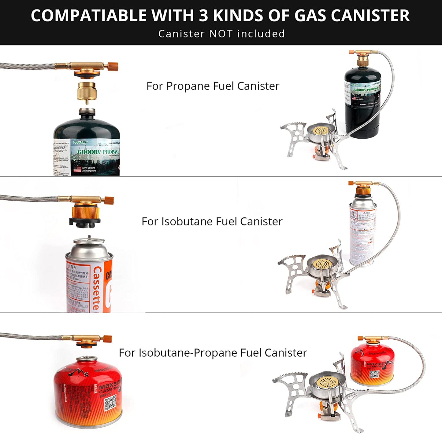 Portable Camping Stove Kit with Piezo Ignition and Butane Adapter - Peak Performance Outfitters