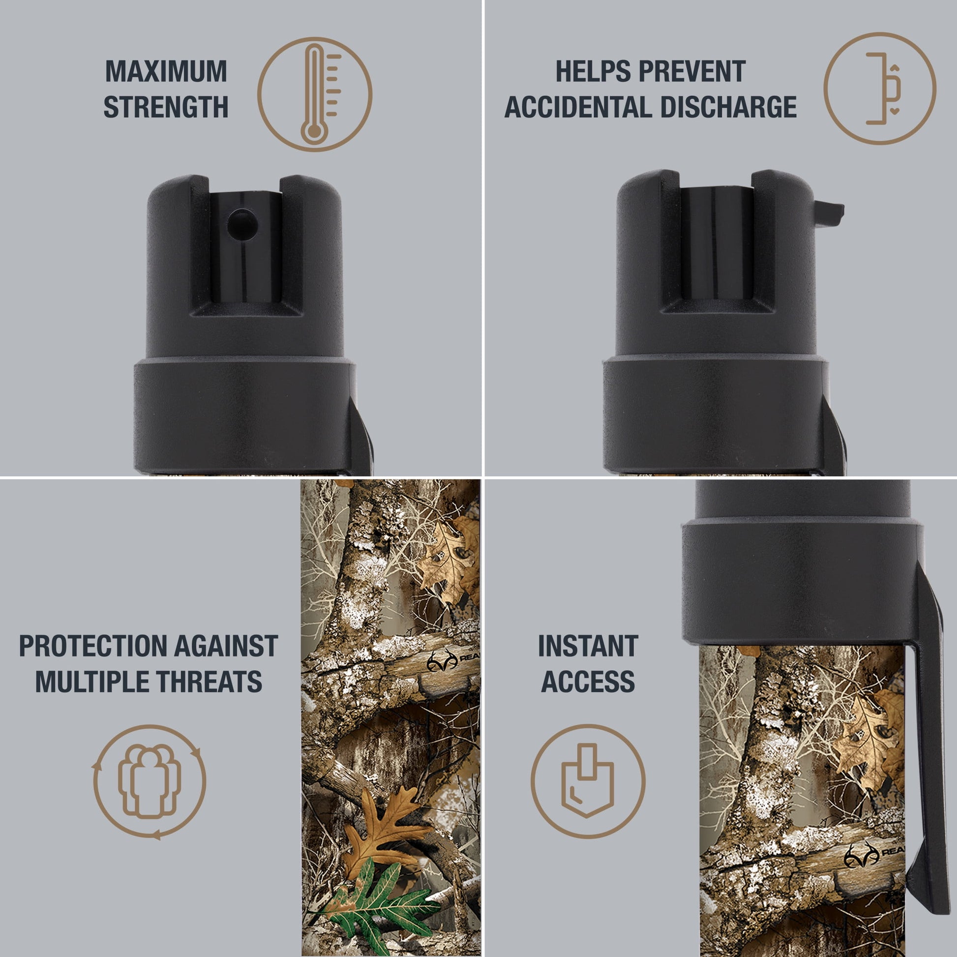 Realtree Edge Camouflage Compact Pepper Spray with Clip - 0.21 Lb - 1" x 1" x 3.25" - Brand New