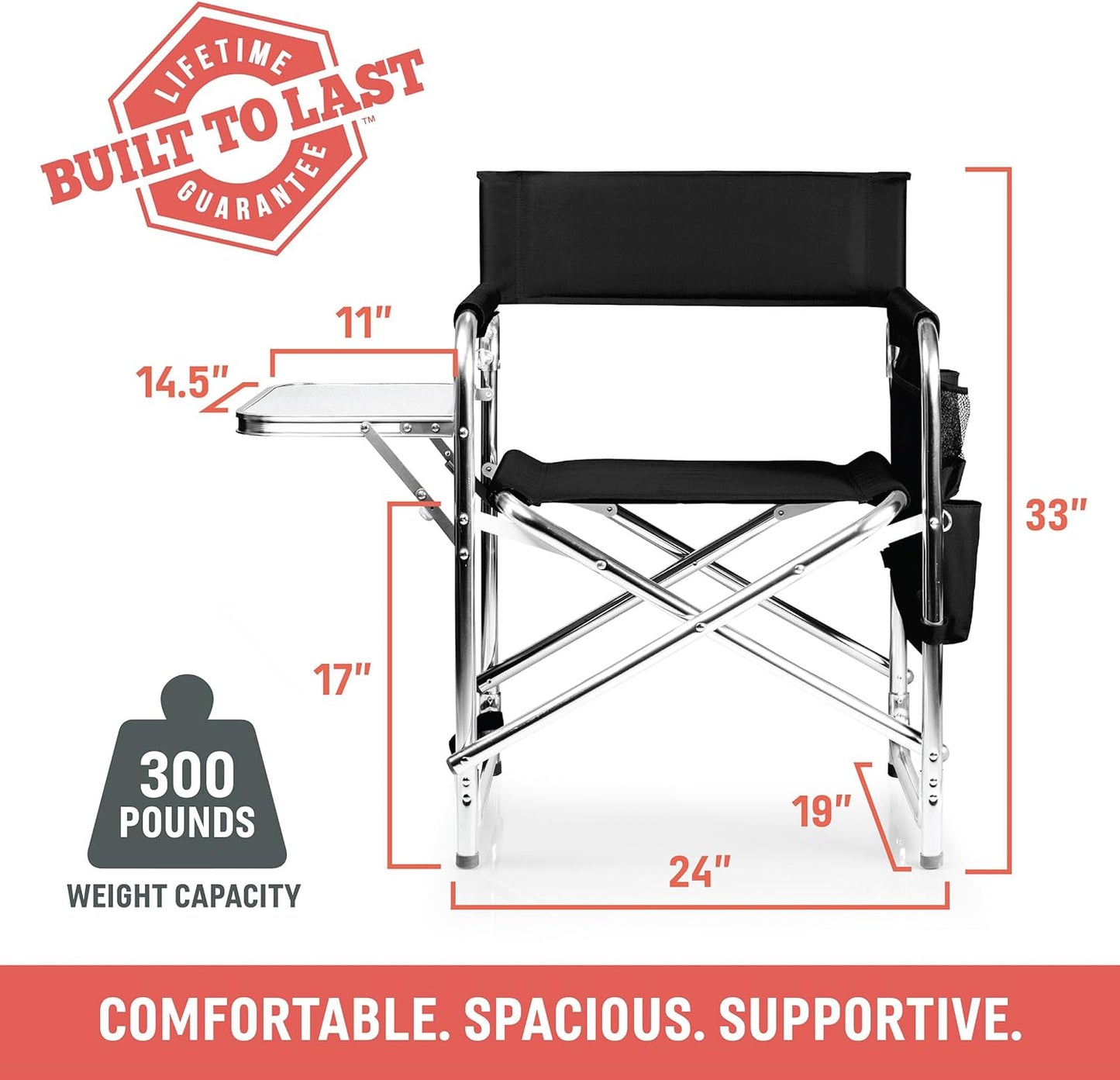 ONIVA Brand Sports Chair with Side Table - Red - Peak Performance Outfitters