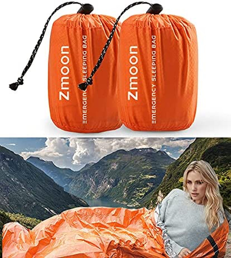 Set of 2 Lightweight Emergency Sleeping Bags with Thermal Bivy Sack for Camping and Outdoor Activities - Peak Performance Outfitters