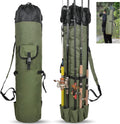Portable Fishing Rod Case Carrier with Waterproof Canvas, Travel Carry Bag for Fishing Gear Organization