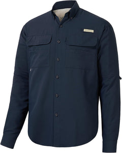 UPF 50 men's performance fishing button-down long-sleeve shirt