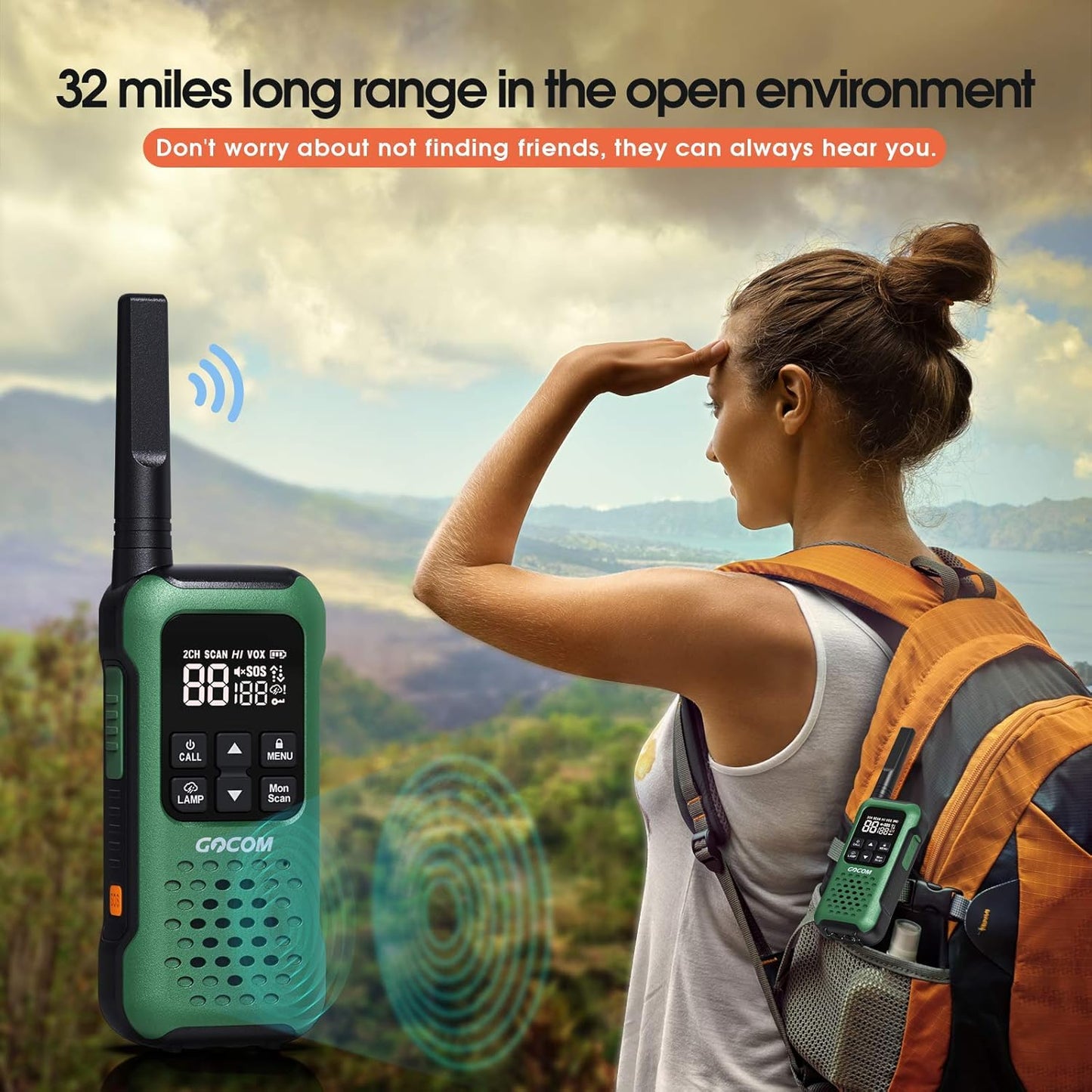 G9 IP67 Waterproof Two Way Radios with NOAA Weather Alert, SOS Emergency Lamp, Long Range, and Rechargeable Batteries - 6 Pack - Peak Performance Outfitters