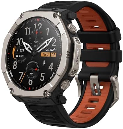 Amazfit T-Rex Ultra 2 Outdoor Smartwatch 51mm Titanium Body, Dual-Band GPS, Offline Maps, Black