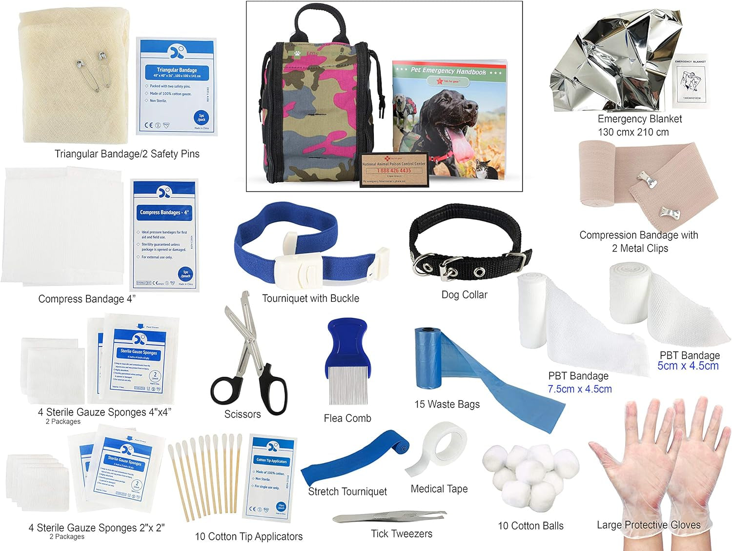 Pet First Aid Kit for Dogs - Ideal for Travel, Home, Training, Walking, and Camping