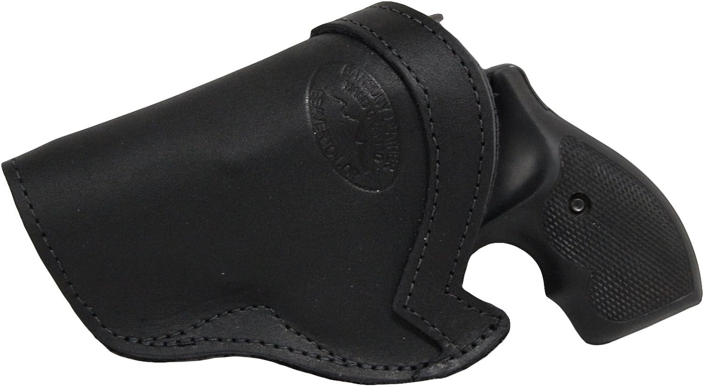 Black Leather Inside-the-Waistband Holster for 2 Snub Nose .38/.357 Revolvers