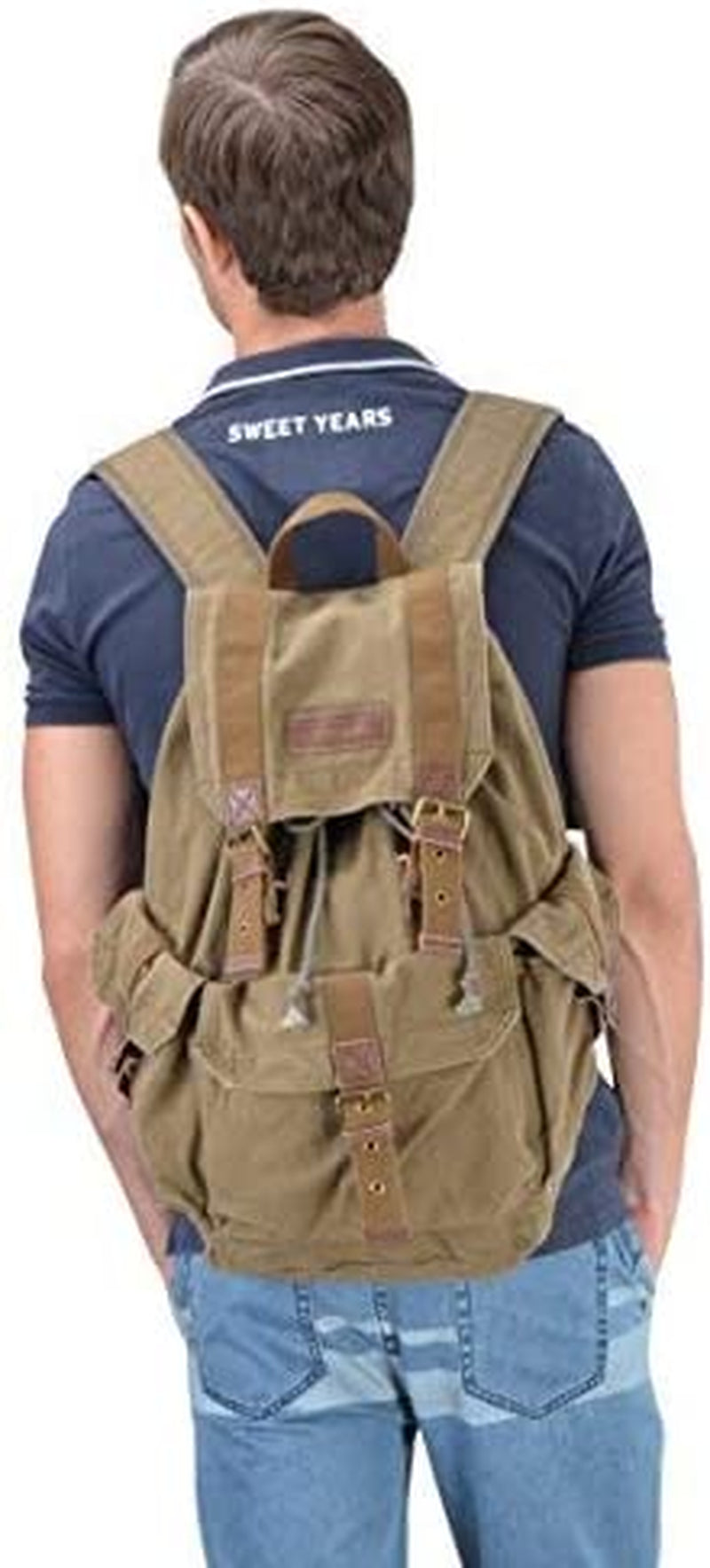 High Density Thick Canvas Backpack Rucksack in Army Green - Large - Peak Performance Outfitters