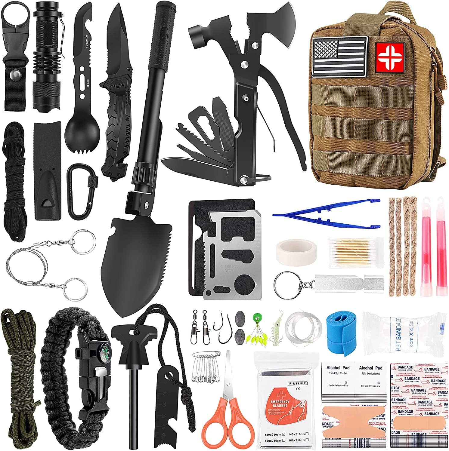 Professional 142-Piece Survival and First Aid Kit with Molle Pouch for Camping and Outdoor Adventure - Peak Performance Outfitters