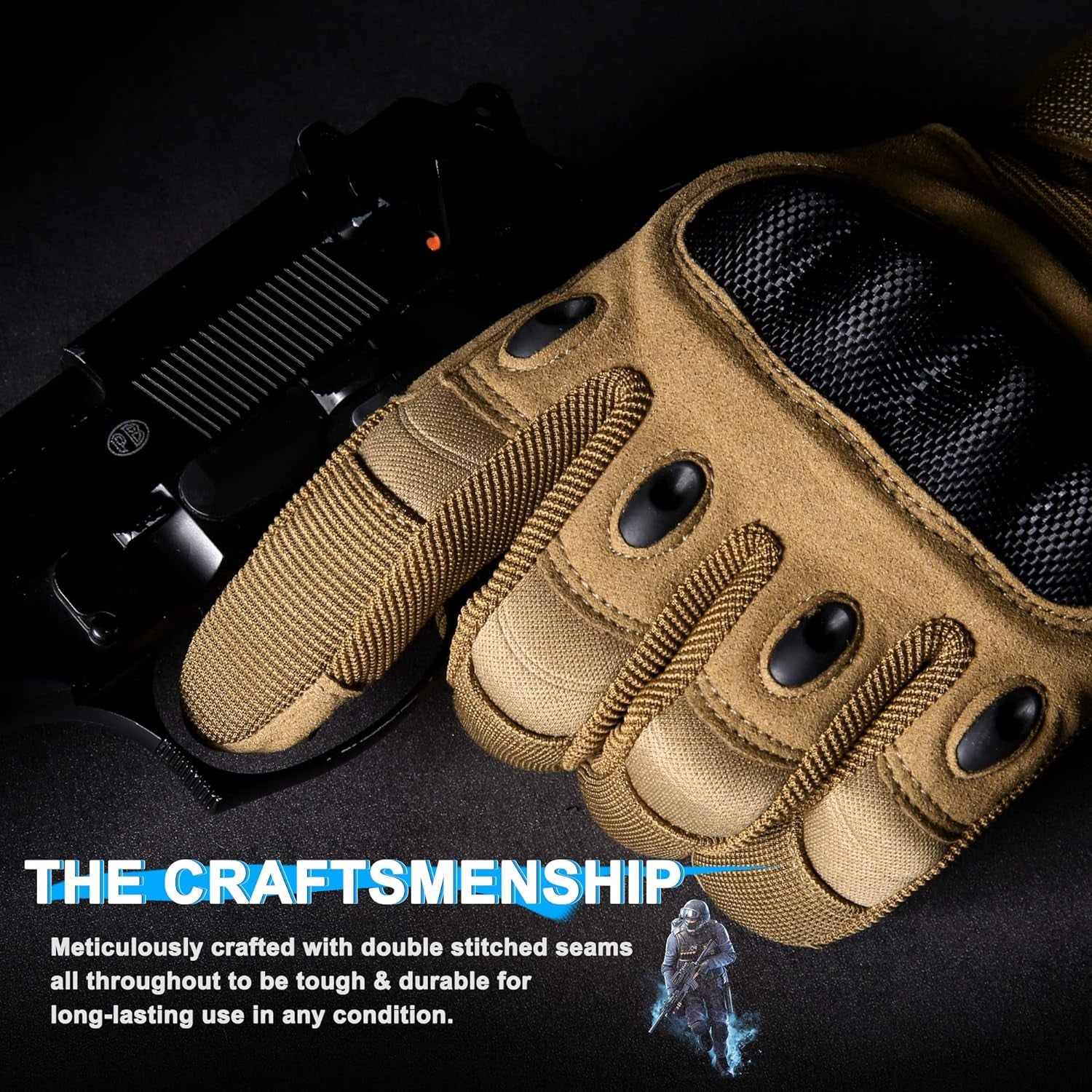 Men's Tactical Gloves with Touchscreen Capability for Airsoft, Paintball, and Motorcycle Use - Peak Performance Outfitters