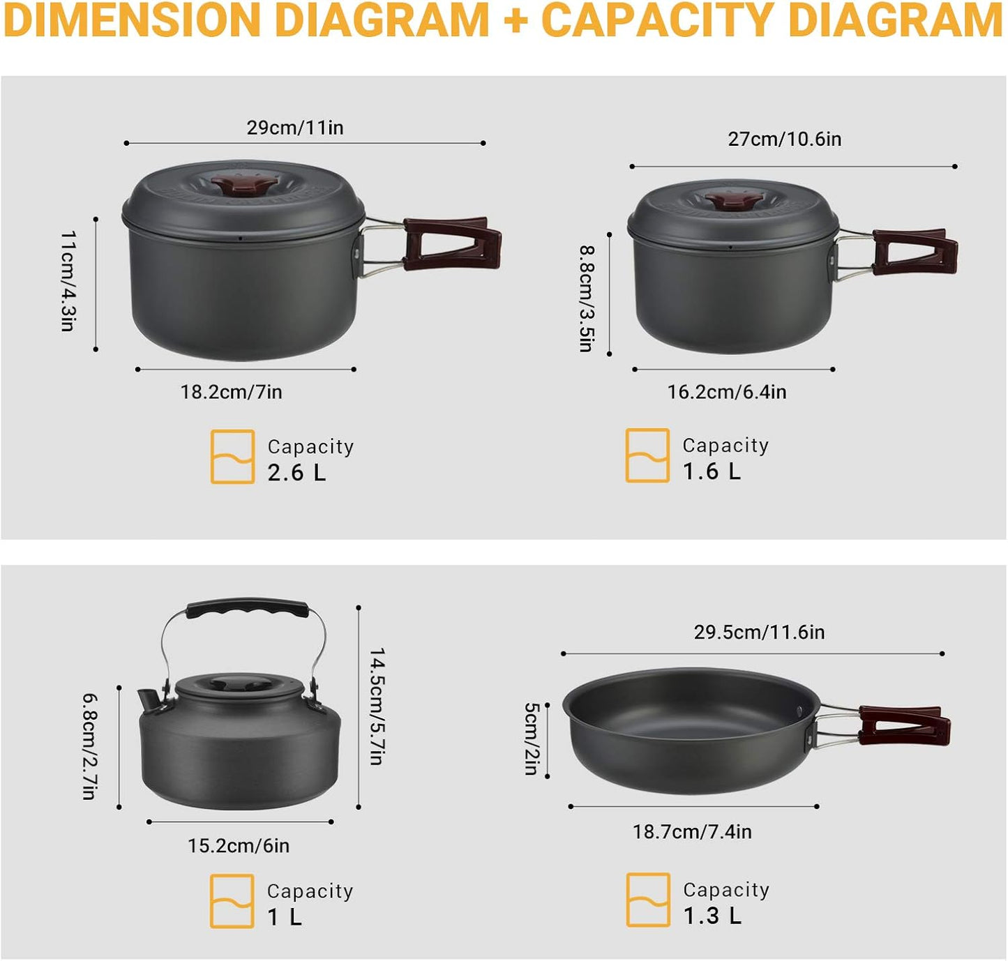 Outdoor Camping Cookware Set - Lightweight Pots, Pans, and Cooking Gear for Family Hiking and Picnics