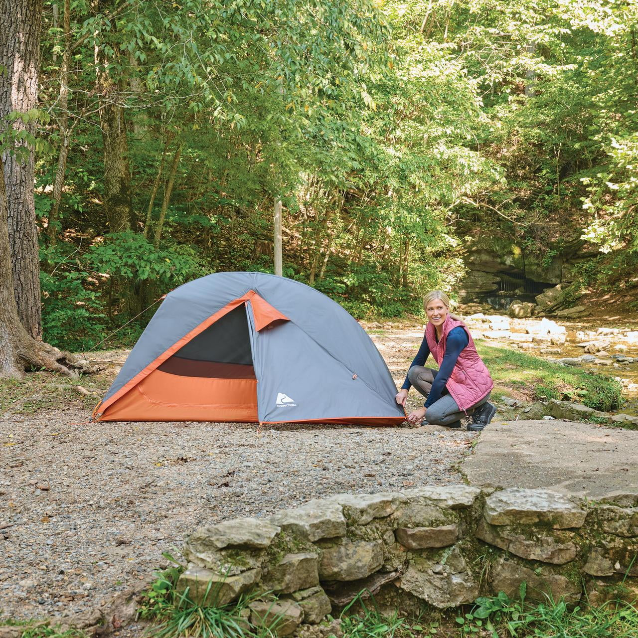 Single-Person Lightweight Backpacking Tent, 82 x 51 Inches, 3.65 lb Carry Weight, Orange - Peak Performance Outfitters