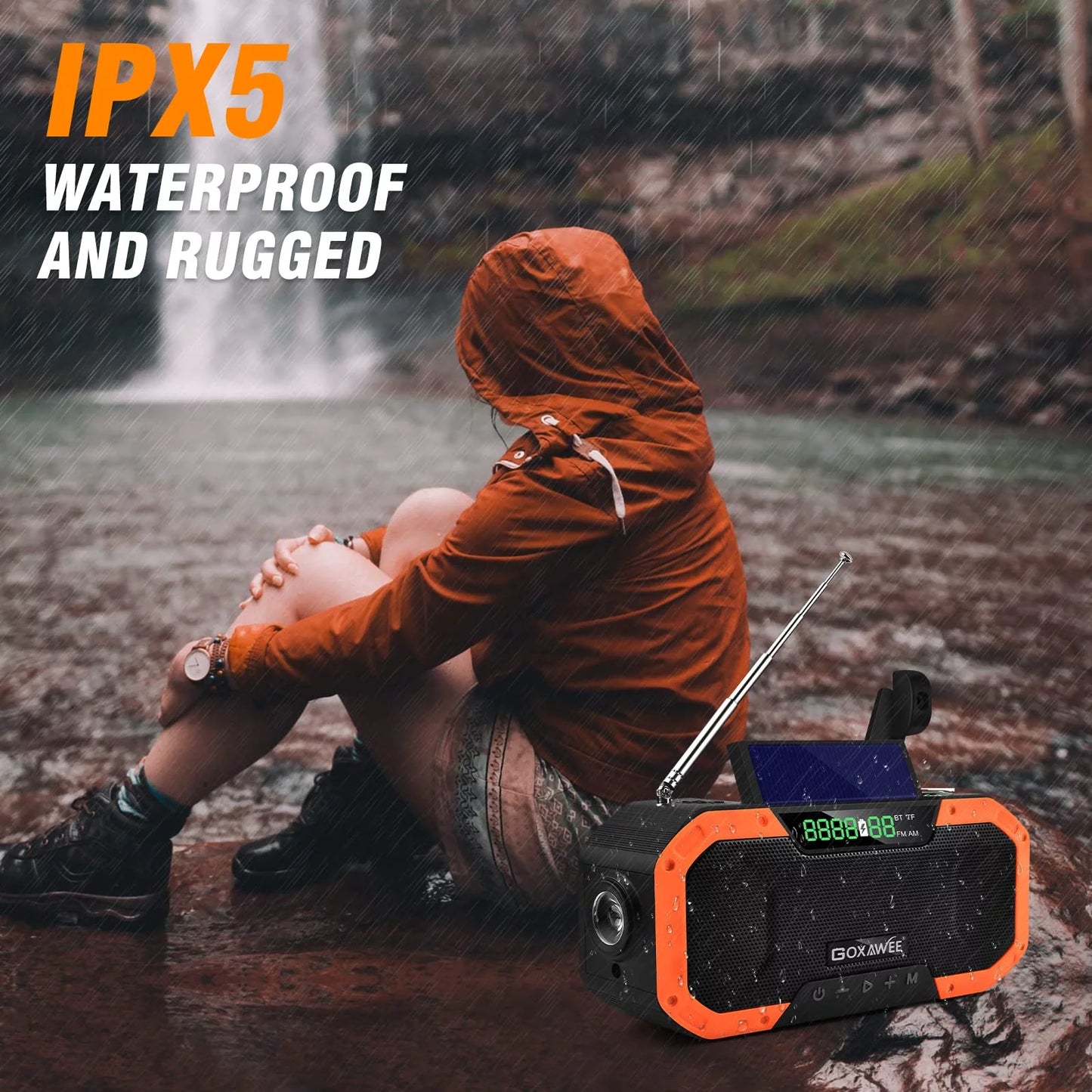 Portable Emergency Weather Radio with Bluetooth, AM/FM, TF, and NOAA Weather Alert - 5000mAh Solar Hand Crank Radio for Outdoor Camping and Hiking - Peak Performance Outfitters