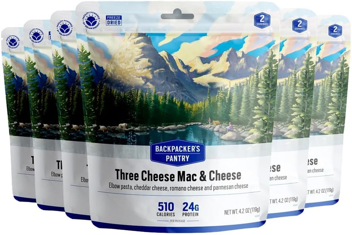 Three Cheese Macaroni and Cheese - Freeze-Dried Meal for Backpacking and Camping - Emergency Food Source with 24g of Protein, Suitable for Vegetarians - Peak Performance Outfitters