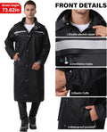 Icreek Raincoat Waterproof Long Rain Jacket Lightweight Rainwear Reflective with Packable Hood for Men Women Adults