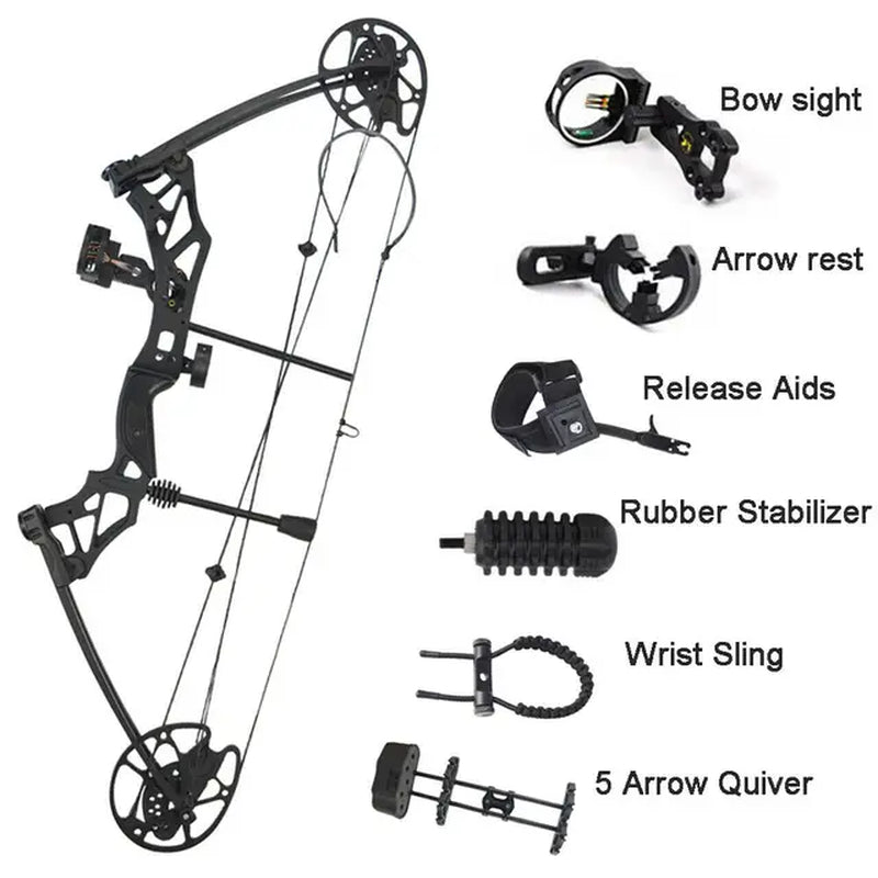 Archery Compound Bow Set with 30-70 lbs Draw Weight, IBO 320 FPS Speed, for Fishing, Shooting, Hunting, and Sports, 16-31 Inch Draw Length - Peak Performance Outfitters