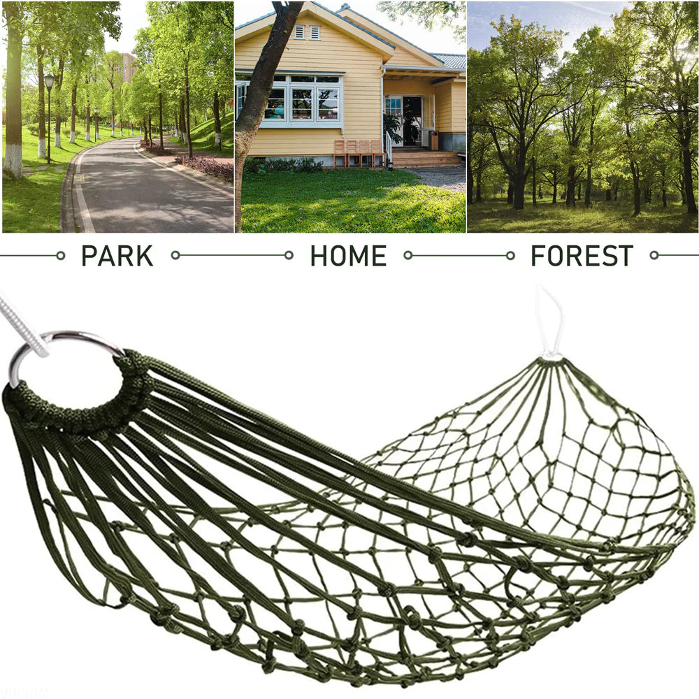 Portable Nylon Mesh Hammock for Outdoor Travel Camping - Blue/Green/Red - Peak Performance Outfitters