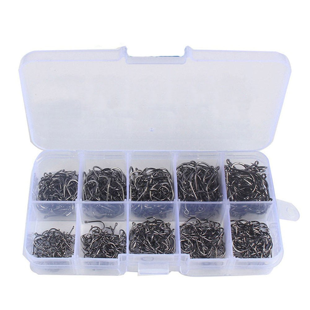 500Pcs High Carbon Steel Fishing Hooks Set with Sharp Jig Bait, Sizes #5 to #14