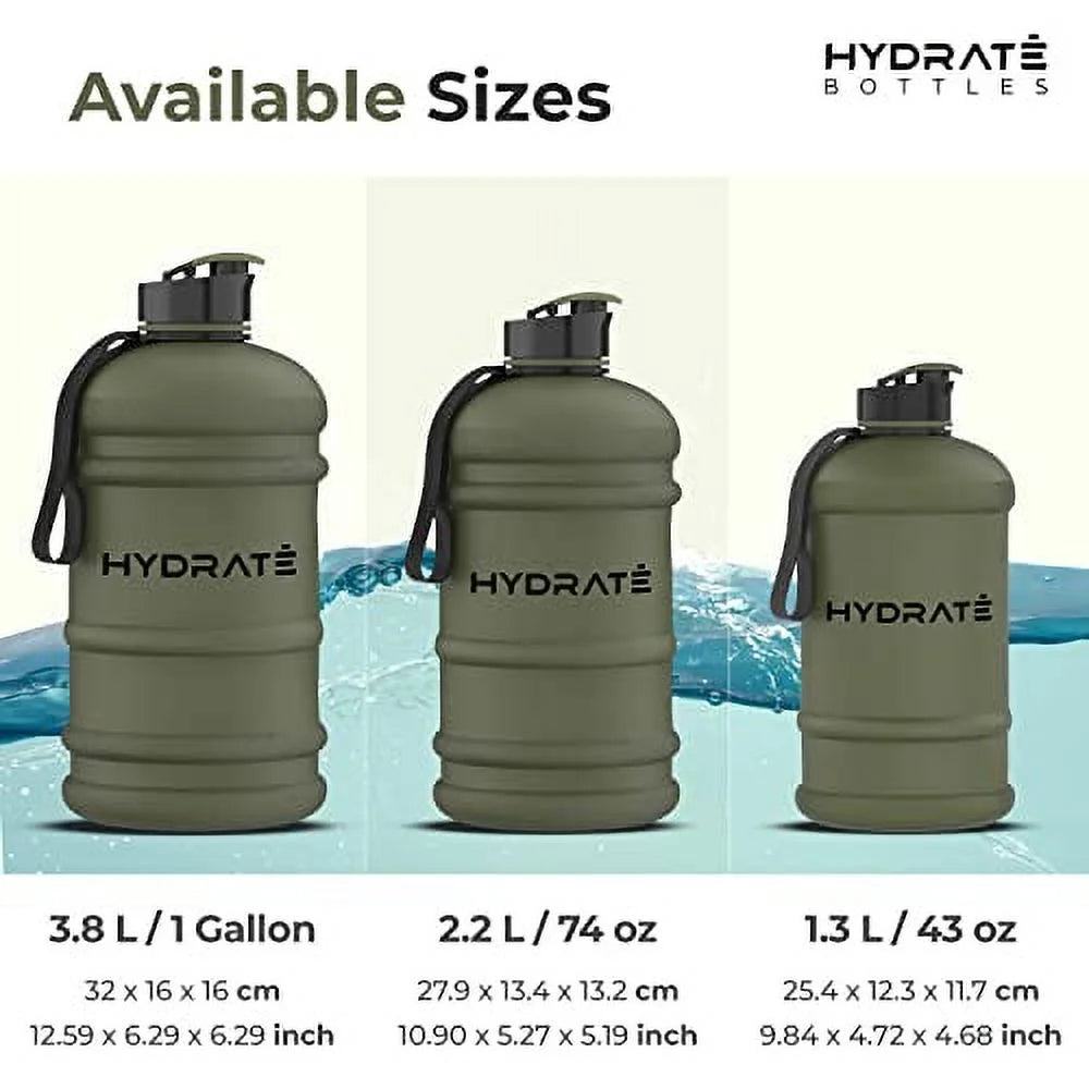 XL Matte Camo Half Gallon Water Bottle with Flip Cap, BPA Free - Ideal for Gym, Extra Strong Material (74 Oz) - Peak Performance Outfitters