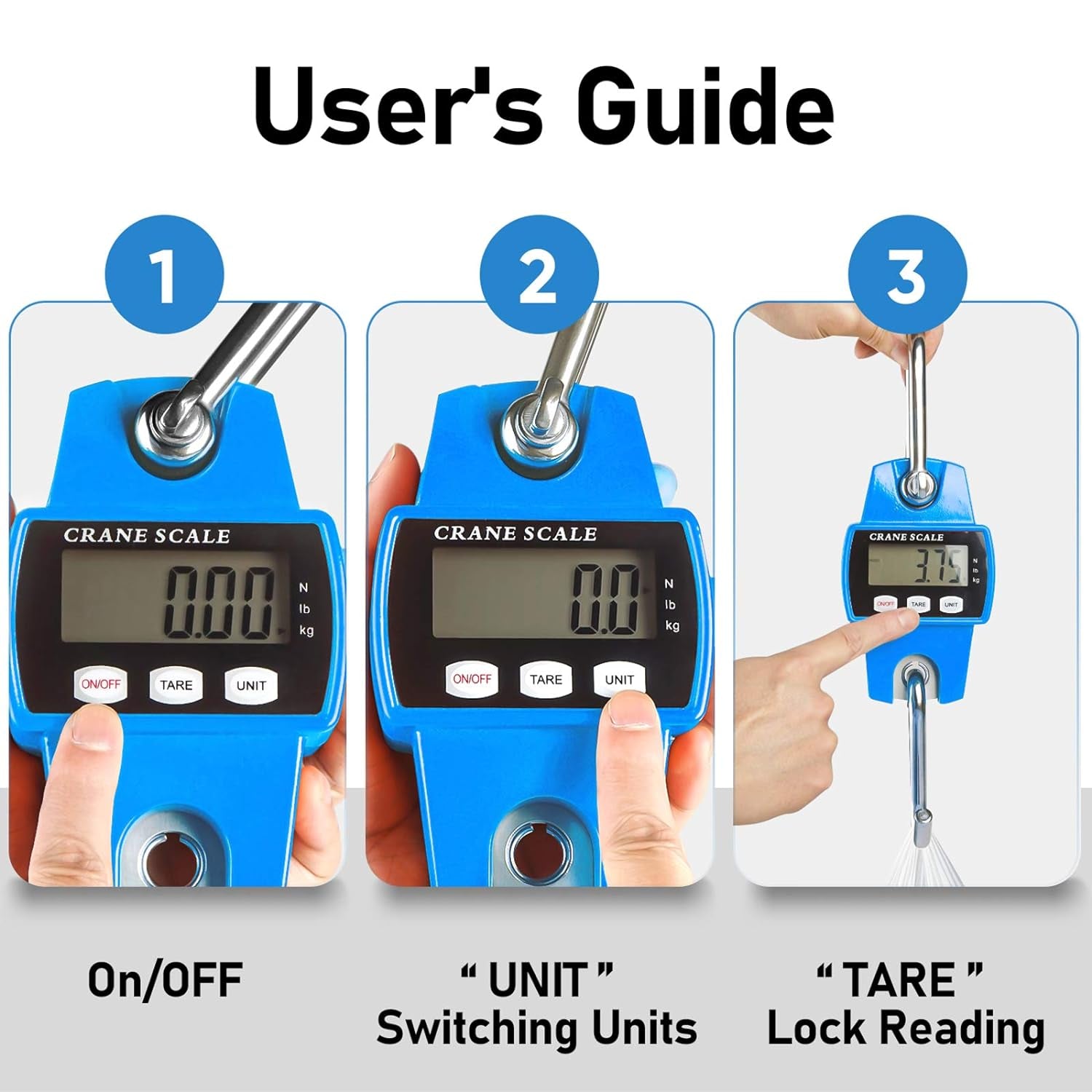 Digital Hanging Scale with Cast Aluminum Case, Handheld Mini Crane Scale for Farm, Hunting, Fishing - 660 lb Capacity (Blue)