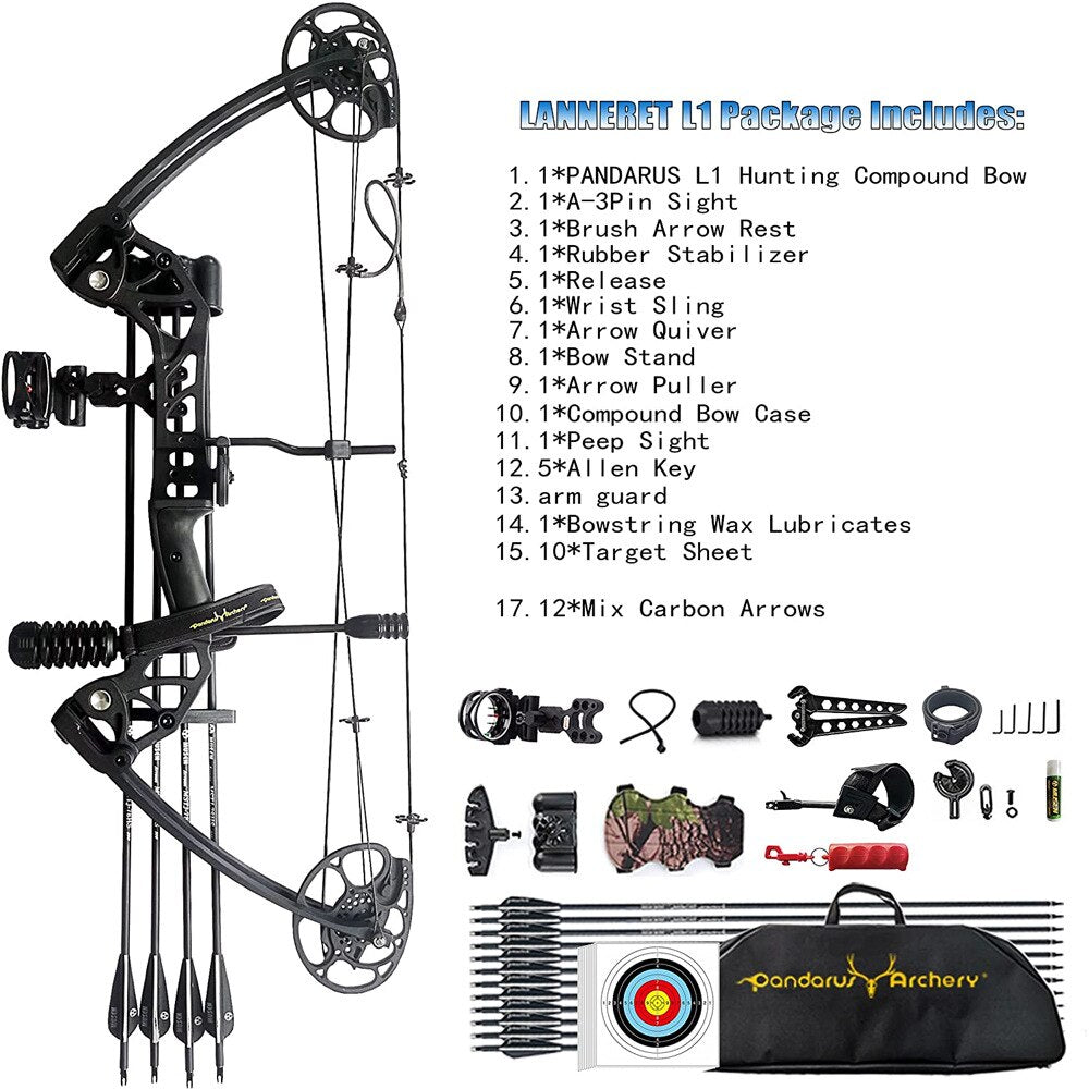 Adjustable 30-70lbs Compound Bow Set for Archery Hunting and Shooting Training - Peak Performance Outfitters