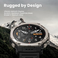 Amazfit T-Rex Ultra 2 Outdoor Smartwatch 51mm Titanium Body, Dual-Band GPS, Offline Maps, Black