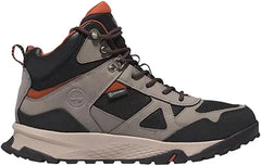 Timberland Men's Lincoln Peak waterproof hiking boots showing rugged leather exterior and sturdy hiking sole.