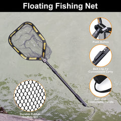 Rubber Coated Floating Fishing Net for Various Fish Species, Easy Catch & Release - Compact and Foldable - Peak Performance Outfitters
