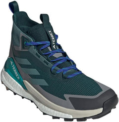 Adidas Terrex Free Hiker 2.0 Goretex hiking shoes for men in Aurora Ivy, Preloved Teal, and Grey, size 12.5 medium.