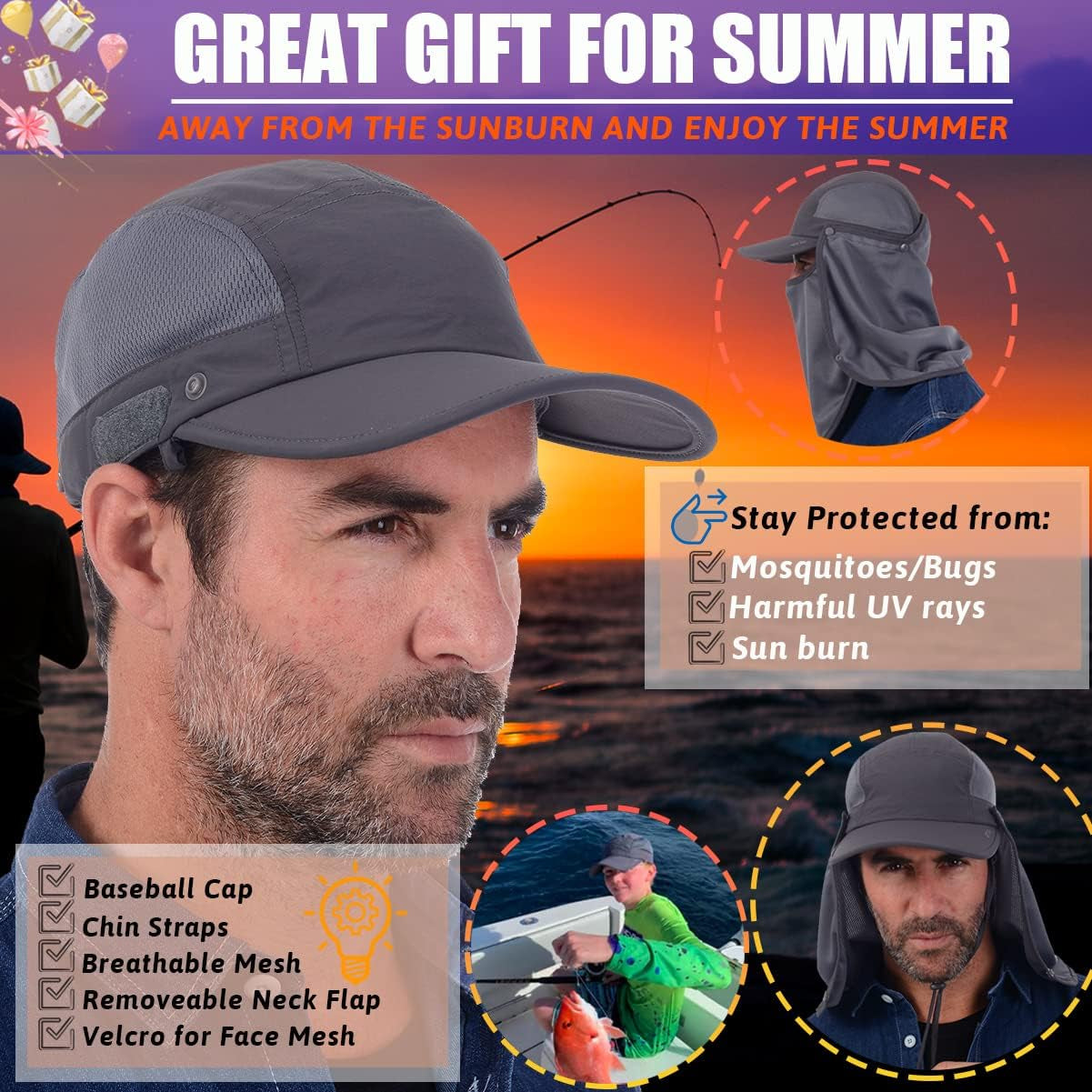 Outdoor Fishing Hat with Sun Protection Face and Neck Cover - Peak Performance Outfitters