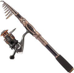 Carbon fiber telescopic fishing rod and reel combo — travel fishing kit