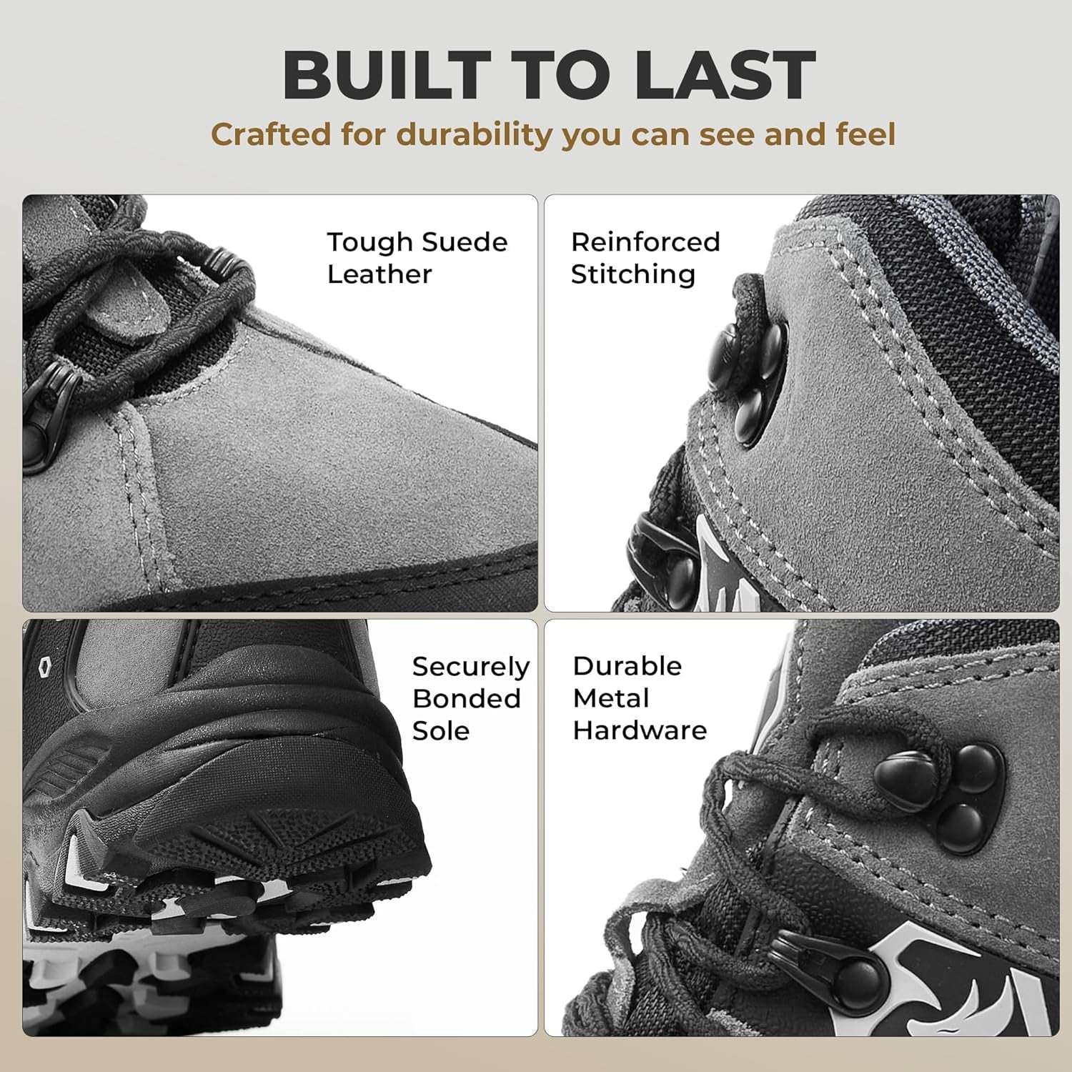 Foxelli Men’S Hiking Boots – Waterproof Breathable & Lightweight Suede Leather Hiking Boots for Men